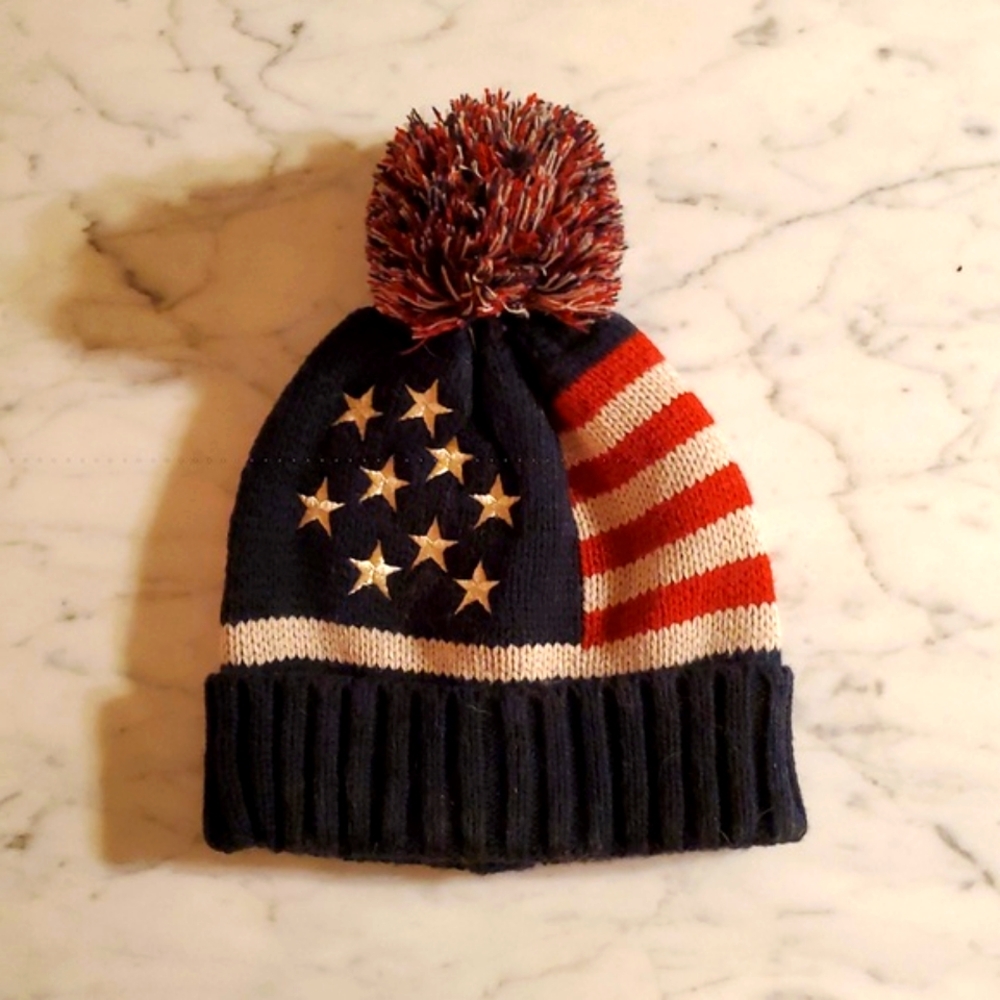 Embroidered Knit Hat With Pom Pom